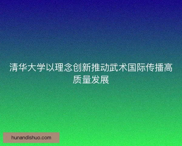 清华大学以理念创新推动武术国际传播高质量发展