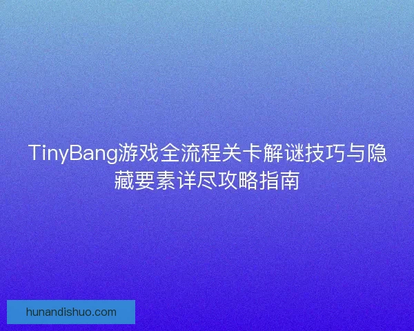 TinyBang游戏全流程关卡解谜技巧与隐藏要素详尽攻略指南
